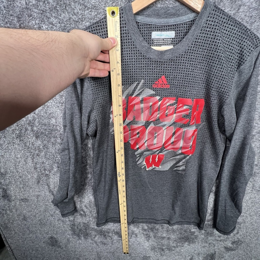 Wisconsin Badgers Badger Proud Adidas Climacool Long Sleeve Tee Men's Medium - Picture 6 of 9